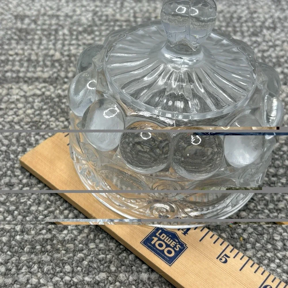 Hobnail‎ Clear Crystal Butter Dish Eye Wink Pattern Domed Lid With Base Fancy